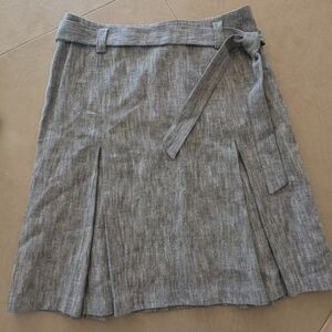 Chaiken Profile Gray High Waist Inverted Pleated Skirt with Tie Belt Sz 10